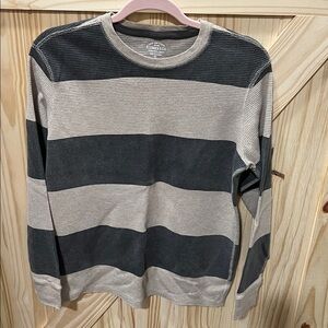 Men's Long Sleeve Striped Shirt - Black and Cream